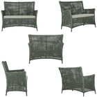 2 Sofá Área E Mesa Igapó Alumínio Pintura Preta Corda Náutica