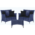 2 Sofá Área E Mesa Igapó Alumínio Pintura Preta Corda Náutica