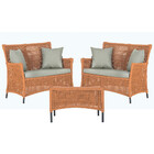 2 Sofá Área E Mesa Igapó Alumínio Pintura Preta Corda Náutica