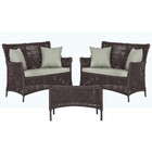 2 Sofá Área E Mesa Igapó Alumínio Pintura Preta Corda Náutica