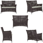 2 Sofá Área E Mesa Igapó Alumínio Pintura Preta Corda Náutica