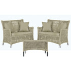 2 Sofá Área E Mesa Igapó Alumínio Pintura Preta Corda Náutica