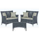 2 Sofá Área E Mesa Igapó Alumínio Pintura Preta Corda Náutica