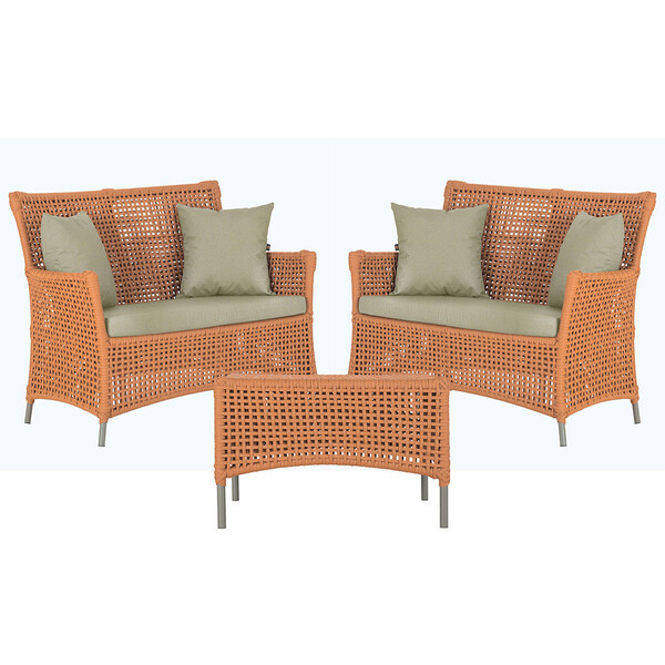 2 Sofás Área E Mesa Igapó Alumínio Pintura Fendi Corda Náutic