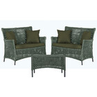 2 Sofás Área E Mesa Igapó Alumínio Pintura Preta Corda Náutic