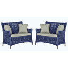 2 Sofás Área Externa Igapó Alumínio Pintura Marrom Corda Náut