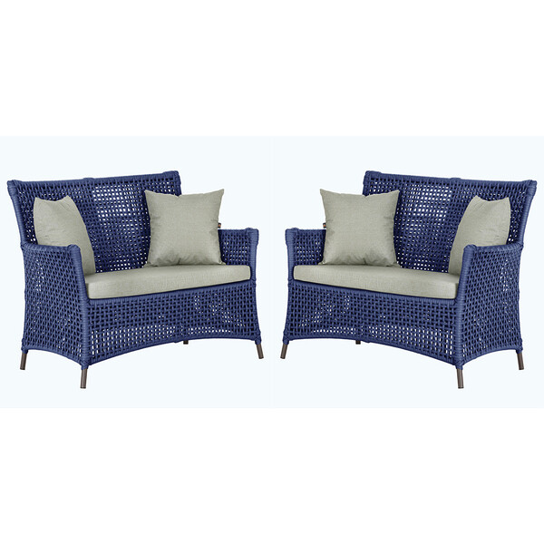 2 Sofás Área Externa Igapó Alumínio Pintura Marrom Corda Náut