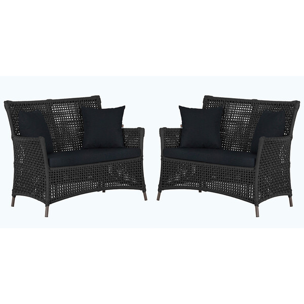 2 Sofás Área Externa Igapó Alumínio Pintura Marrom Corda Náut