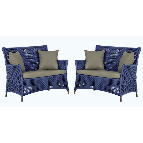 2 Sofás Área Externa Igapó Alumínio Pintura Marrom Corda Náut