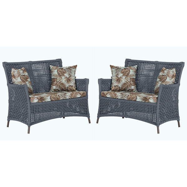 2 Sofás Área Externa Igapó Alumínio Pintura Marrom Corda Náut