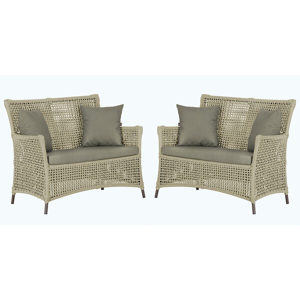 2 Sofás Área Externa Igapó Alumínio Pintura Marrom Corda Náut