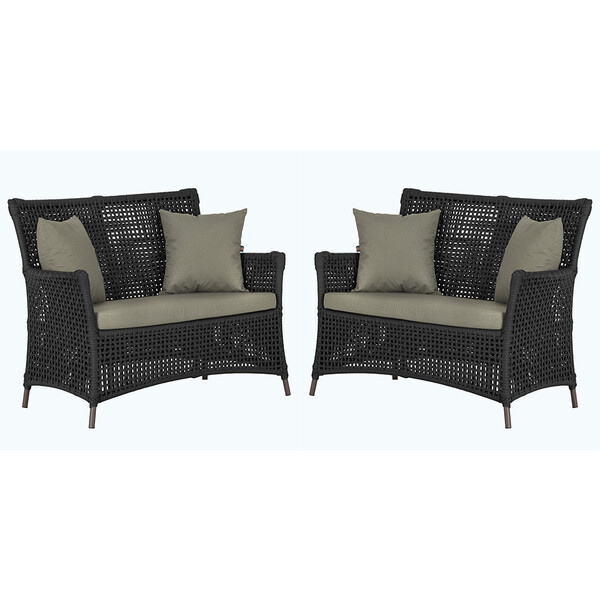 2 Sofás Área Externa Igapó Alumínio Pintura Marrom Corda Náut