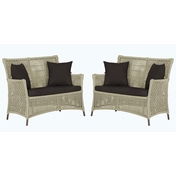 2 Sofás Área Externa Igapó Alumínio Pintura Marrom Corda Náut