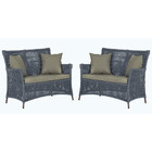 2 Sofás Área Externa Igapó Alumínio Pintura Marrom Corda Náut