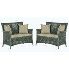 2 Sofás Área Externa Igapó Alumínio Pintura Marrom Corda Náut