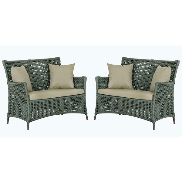 2 Sofás Área Externa Igapó Alumínio Pintura Marrom Corda Náut