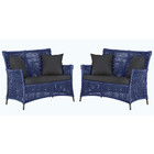 2 Sofás Área Externa Igapó Alumínio Pintura Marrom Corda Náut