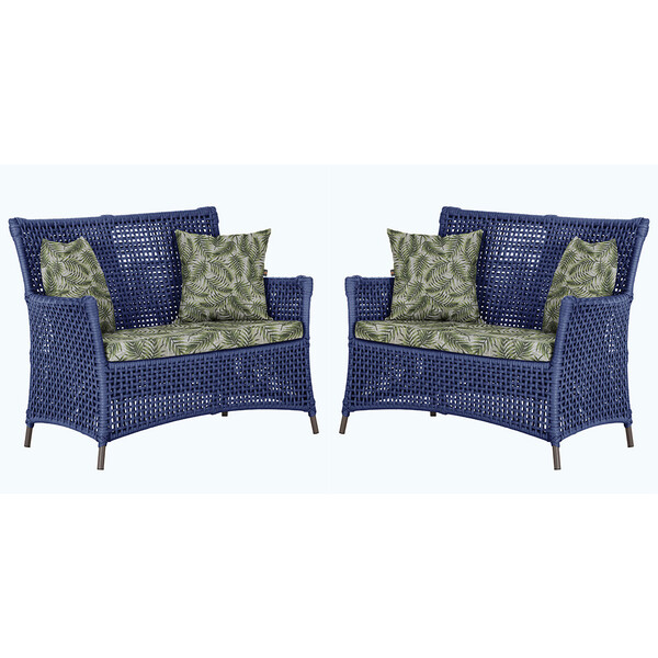 2 Sofás Área Externa Igapó Alumínio Pintura Marrom Corda Náut