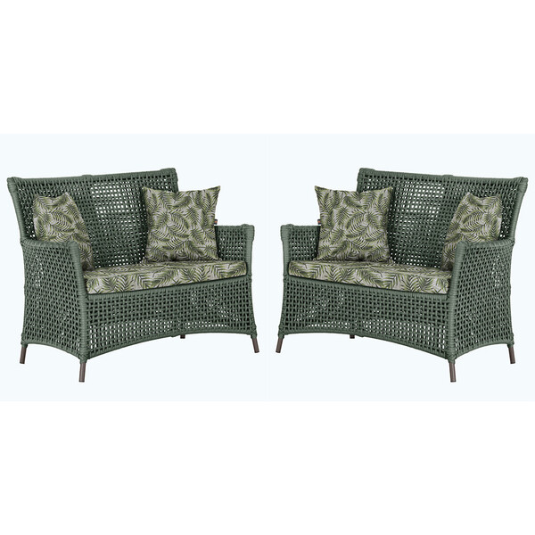 2 Sofás Área Externa Igapó Alumínio Pintura Marrom Corda Náut