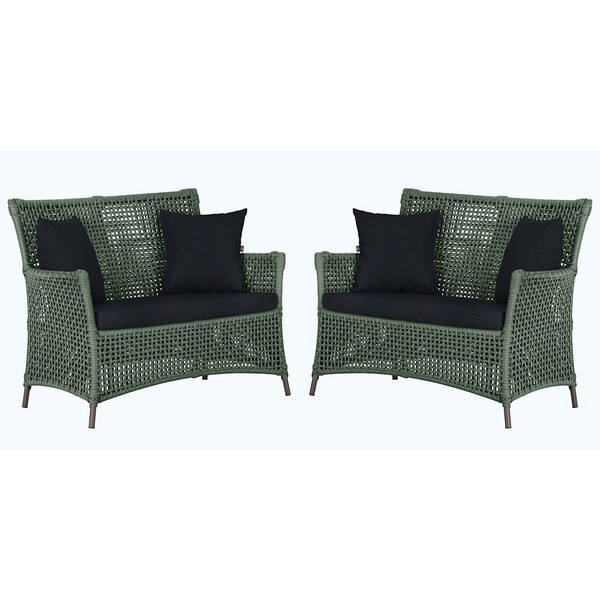 2 Sofás Área Externa Igapó Alumínio Pintura Marrom Corda Náut