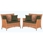 2 Sofás Área Externa Igapó Alumínio Pintura Marrom Corda Náut