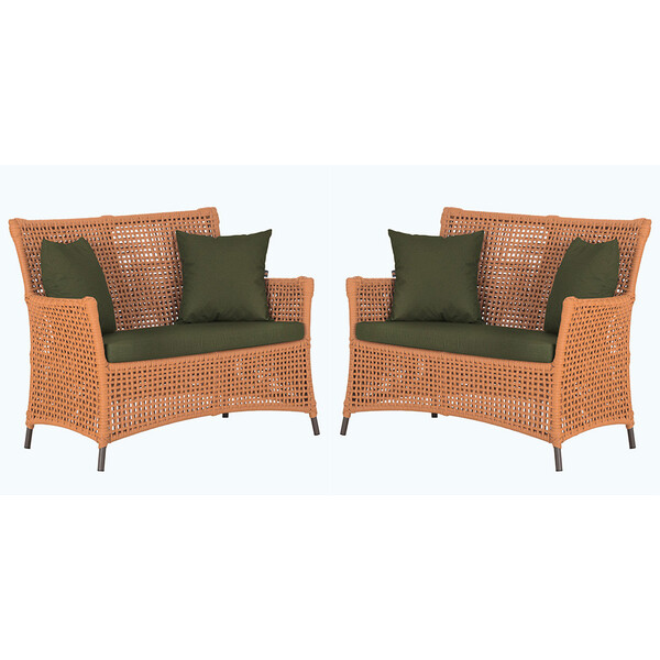 2 Sofás Área Externa Igapó Alumínio Pintura Marrom Corda Náut