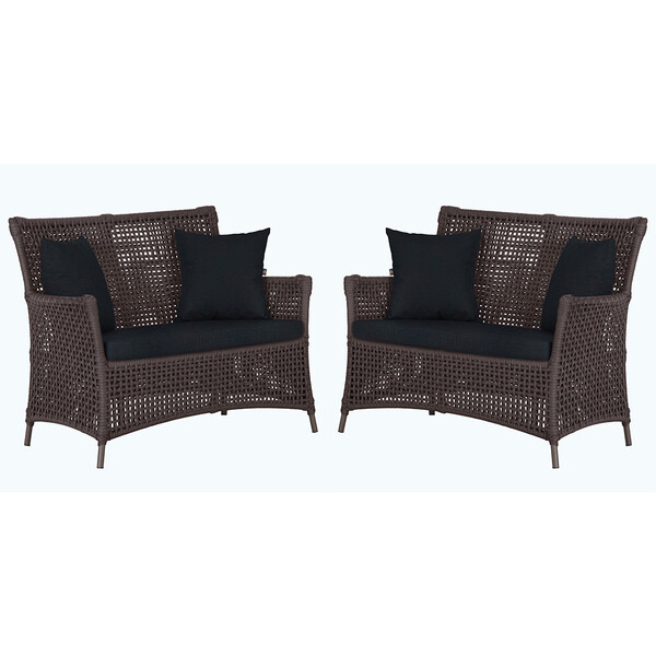 2 Sofás Área Externa Igapó Alumínio Pintura Marrom Corda Náut