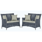 2 Sofás Área Externa Igapó Alumínio Pintura Marrom Corda Náut