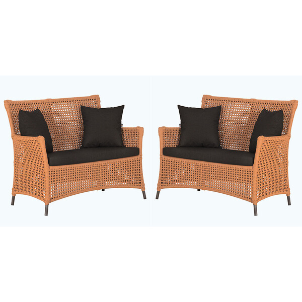 2 Sofás Área Externa Igapó Alumínio Pintura Marrom Corda Náut