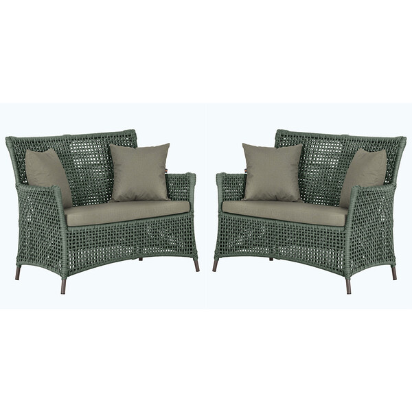 2 Sofás Área Externa Igapó Alumínio Pintura Marrom Corda Náut