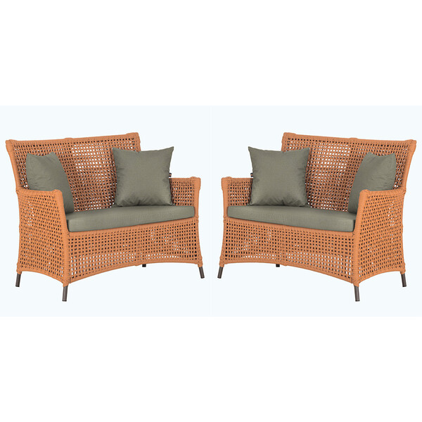 2 Sofás Área Externa Igapó Alumínio Pintura Marrom Corda Náut