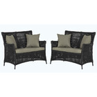 2 Sofás Área Externa Igapó Alumínio Pintura Preta Corda Náuti