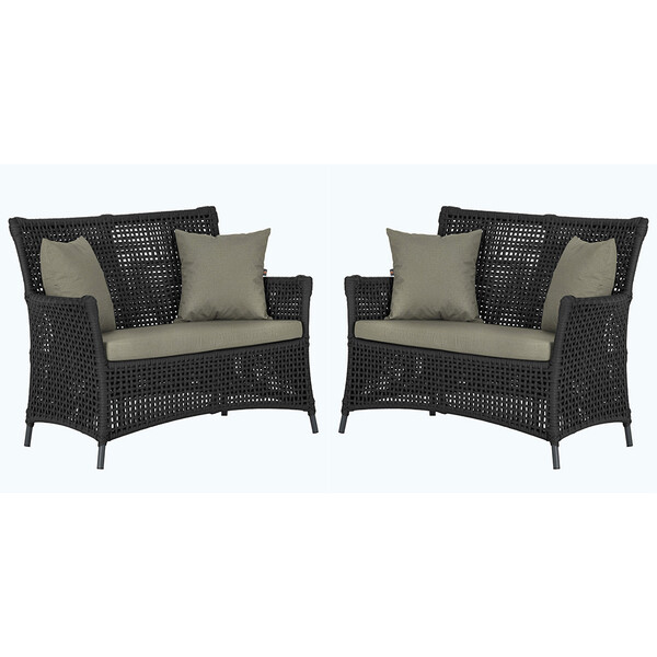 2 Sofás Área Externa Igapó Alumínio Pintura Preta Corda Náuti