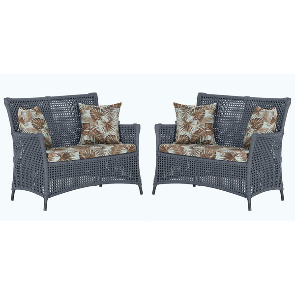 2 Sofás Área Externa Igapó Alumínio Pintura Preta Corda Náuti