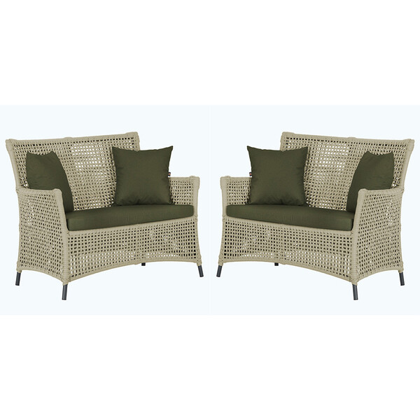 2 Sofás Área Externa Igapó Alumínio Pintura Preta Corda Náuti