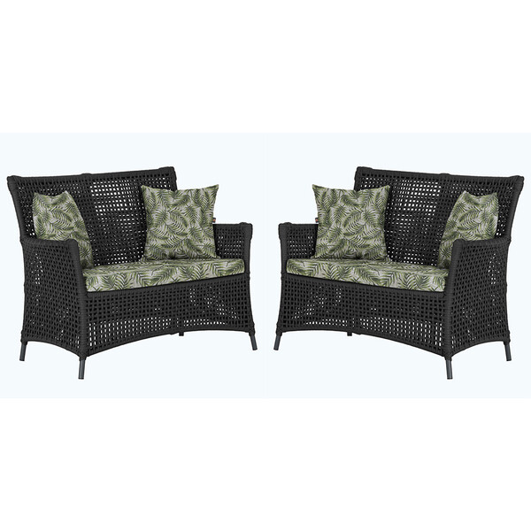 2 Sofás Área Externa Igapó Alumínio Pintura Preta Corda Náuti