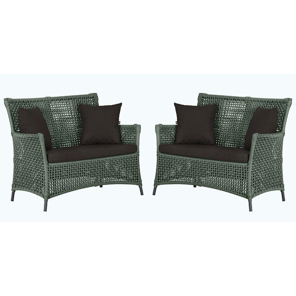 2 Sofás Área Externa Igapó Alumínio Pintura Preta Corda Náuti