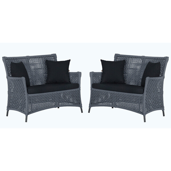 2 Sofás Área Externa Igapó Alumínio Pintura Preta Corda Náuti