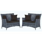 2 Sofás Área Externa Igapó Alumínio Pintura Preta Corda Náuti