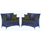 2 Sofás Área Externa Igapó Alumínio Pintura Preta Corda Náuti