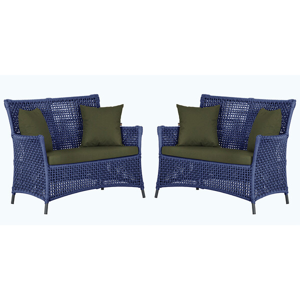 2 Sofás Área Externa Igapó Alumínio Pintura Preta Corda Náuti