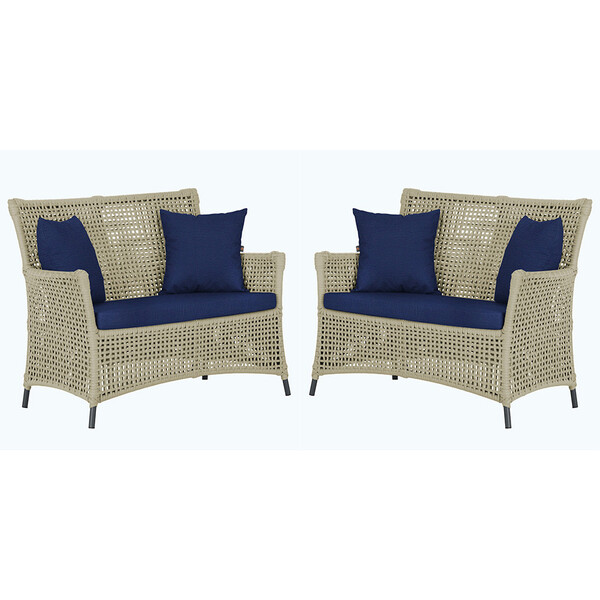 2 Sofás Área Externa Igapó Alumínio Pintura Preta Corda Náuti