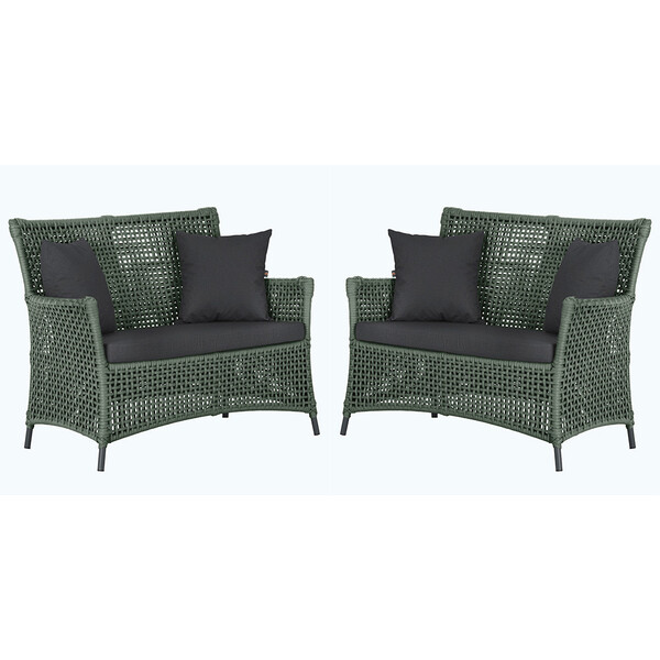 2 Sofás Área Externa Igapó Alumínio Pintura Preta Corda Náuti