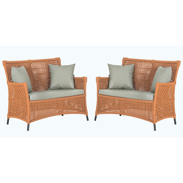 2 Sofás Área Externa Igapó Alumínio Pintura Preta Corda Náuti