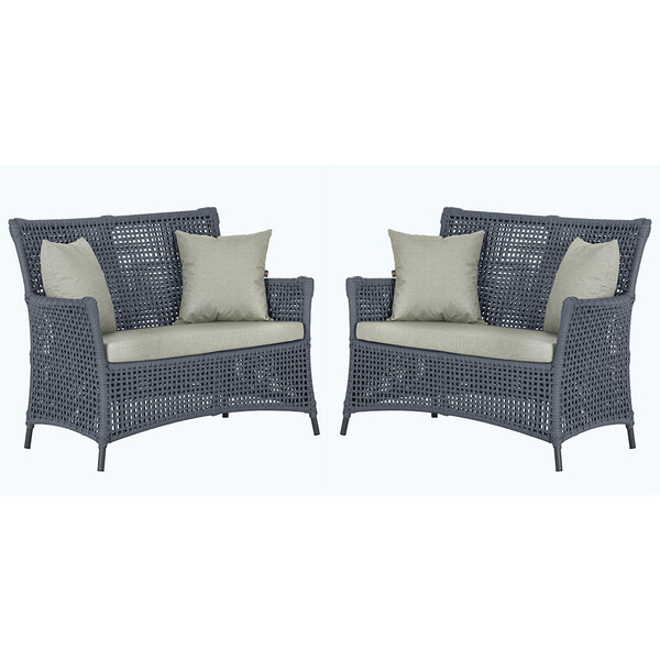 2 Sofás Área Externa Igapó Alumínio Pintura Preta Corda Náuti