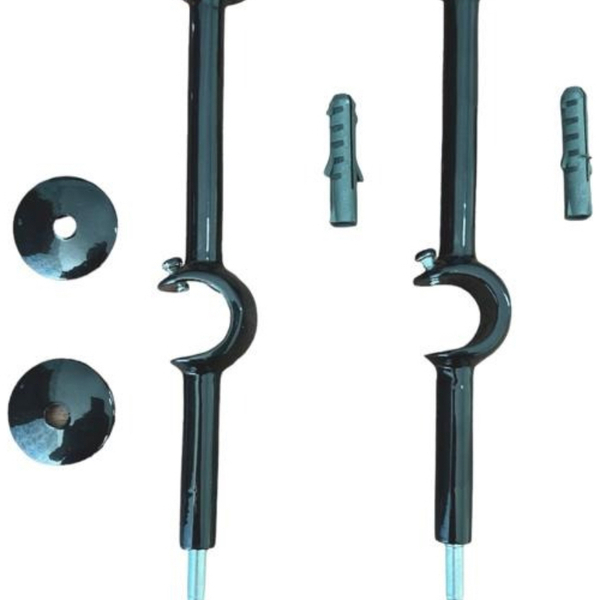 2 Suporte Duplo Alongado 19/28mm Para Cortina -  Preto