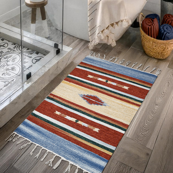 2 Tapete Banheiro Kilim Absorvente 100% Algodão 60 X 90 Vr -