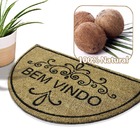 2 Tapete Capacho Fibra Coco Antiderrapante 33x60 Meia Lua E1