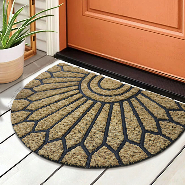 2 Tapete Capacho Fibra Coco Antiderrapante 40x60 Meia Lua P3