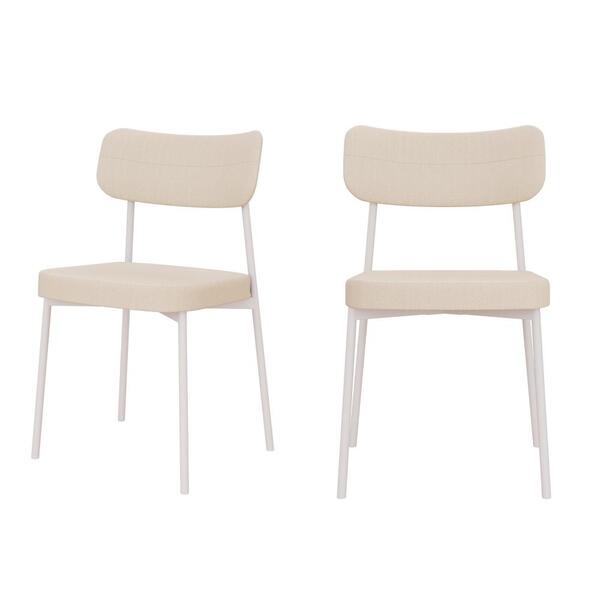2 Un. Cadeira Fixa Estofada Mynna C/pés Brancos
